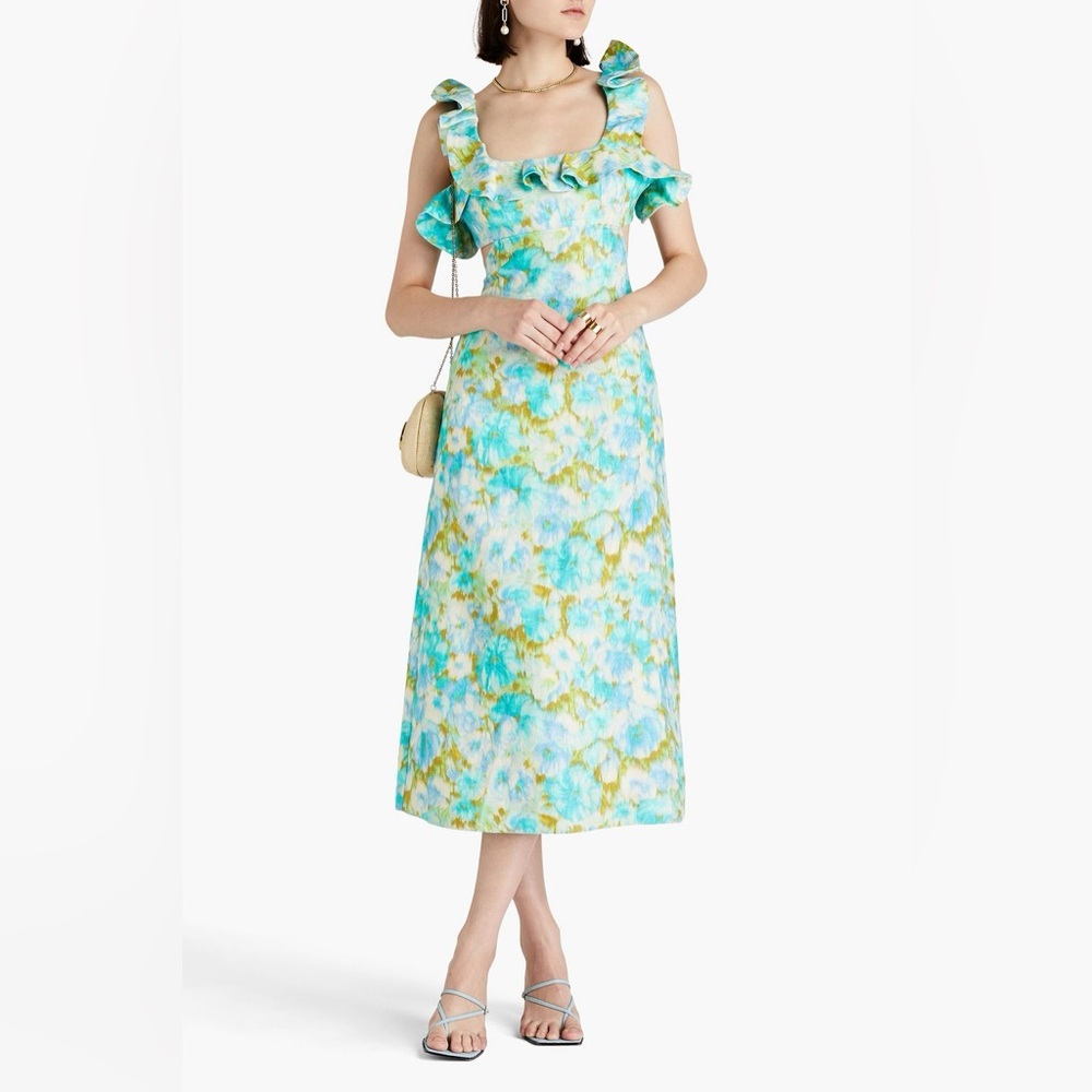 Zimmermann High Tide Frilled Midi Dress | NWT | AU 2 (US 6-8) | $850 Retail